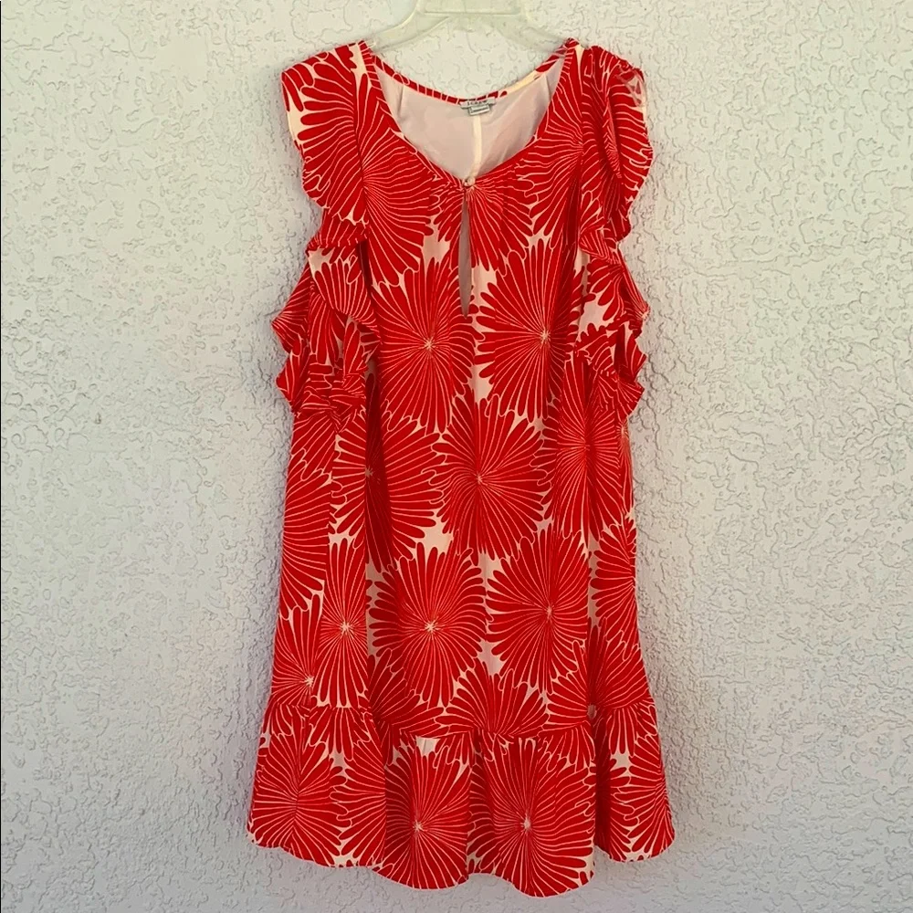 J Crew floral flutter lined dress size M